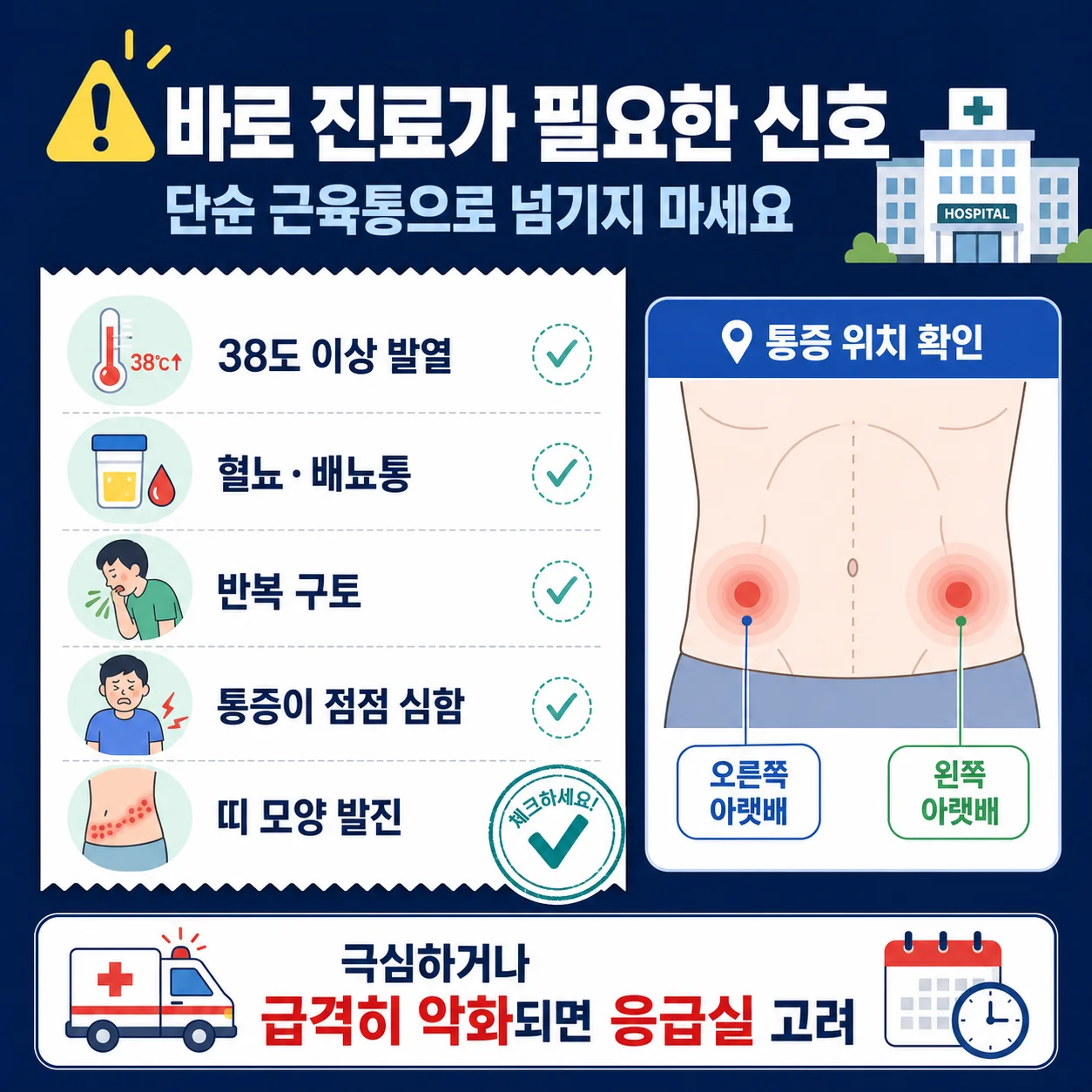 바로 병원 가야 하는 옆구리·아랫배 통증 위험 신호 이미지