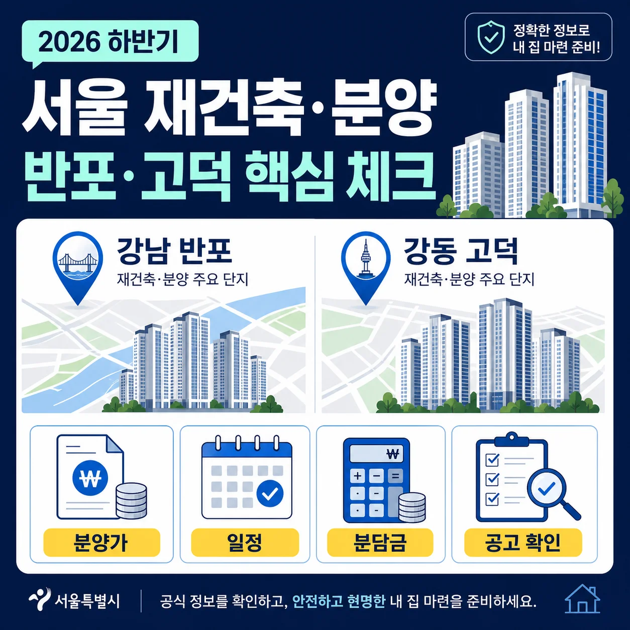 2026년 하반기 서울 재건축·분양 시장 반포·고덕 주요 단지 정리 배너